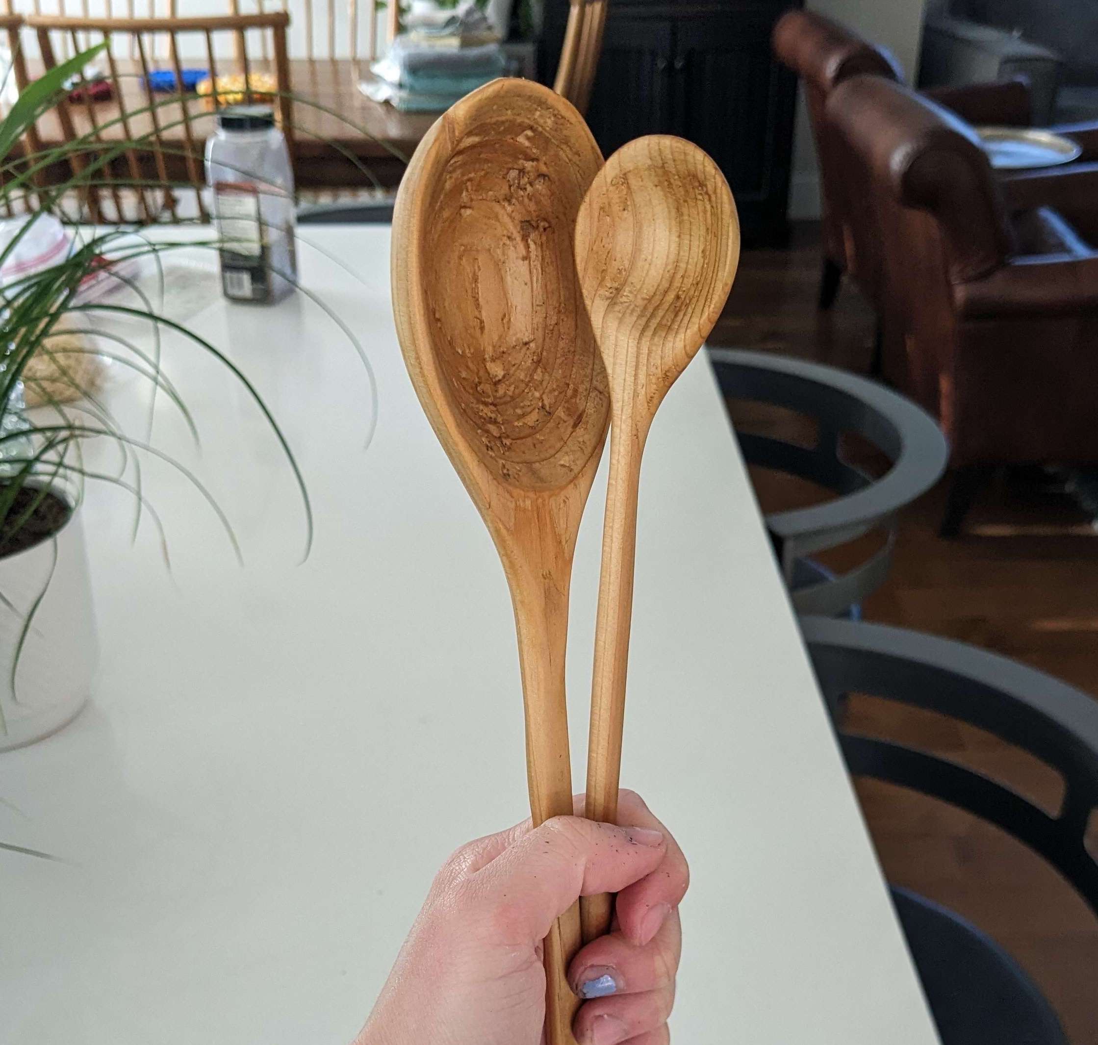 two wooden spoons