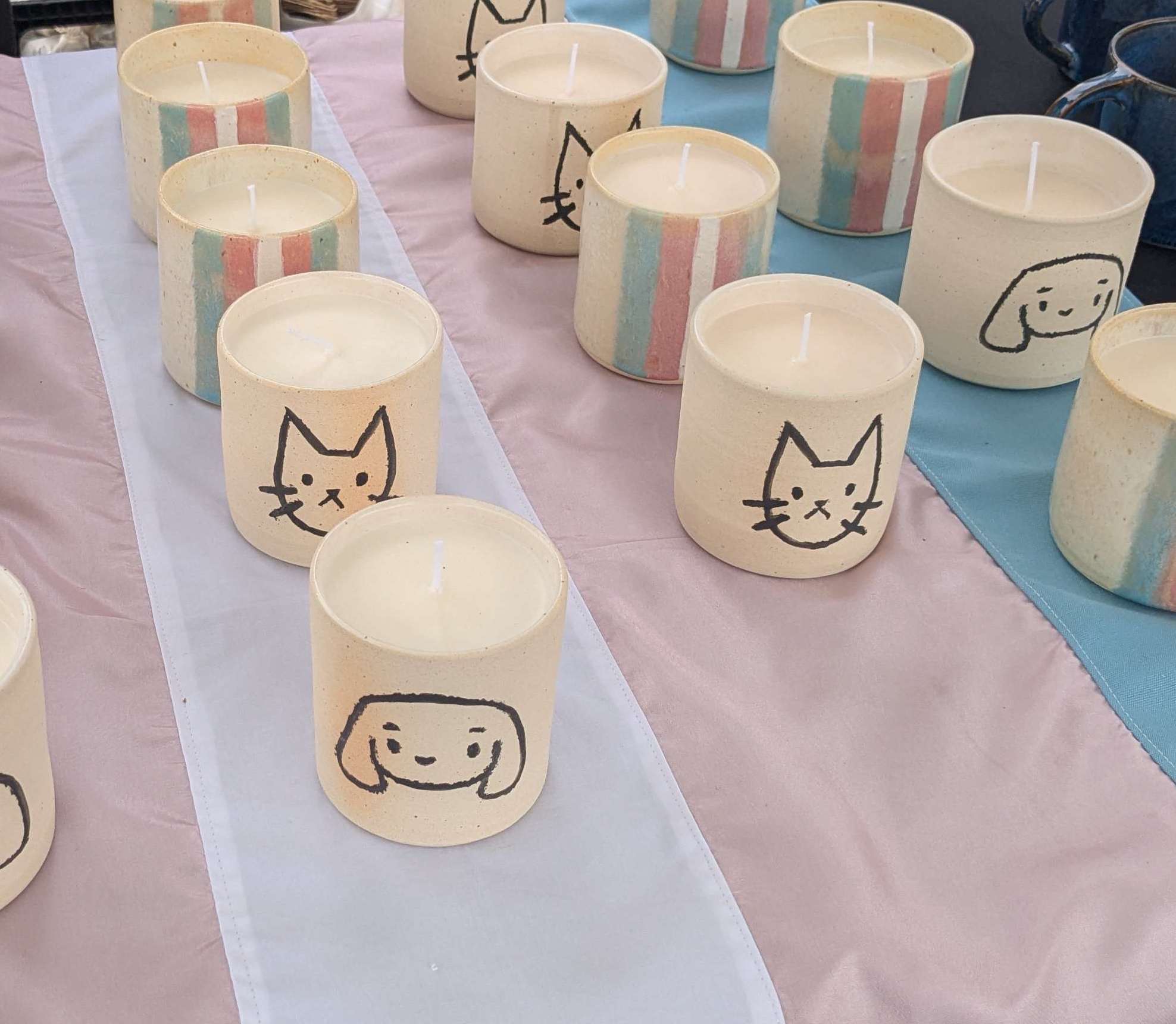 candles with cat, dog , or trans pride flag